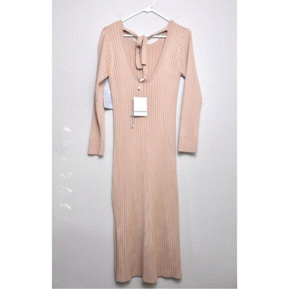 NWT WAYF Dede x Emily Hollie Sweater Dress S BFF Collection Ribbed Knit Midi - Picture 8 of 13
